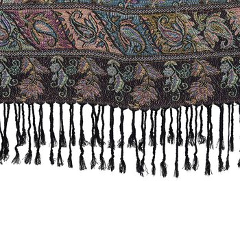 Schal mit Quasten und Boho-Muster, 70x180 cm, Schwarz