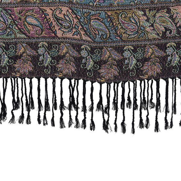 Schal mit Quasten und Boho-Muster, 70x180 cm, Schwarz image number 3