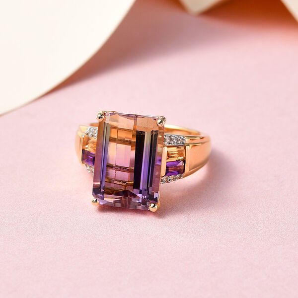 AA Ametrin und afrikanischer Amethyst Ring, 925 Silber Gelbgold Vermeil (Größe 19.00) ca. 7.62 ct image number 2