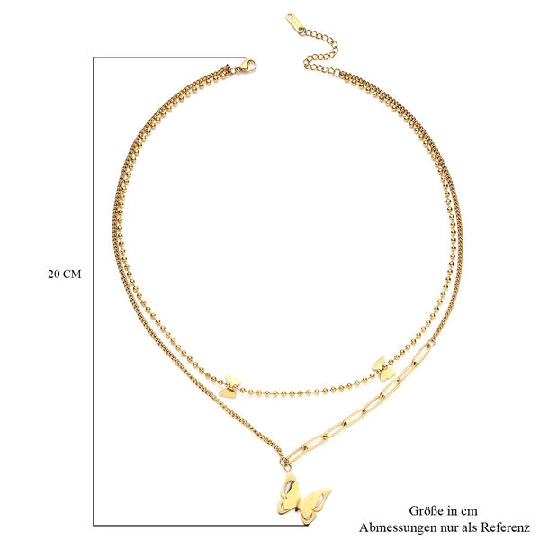 Doppelte, verstellbare Halskette, ca. 40.5 cm Edelstahl IP-Gold image number 5