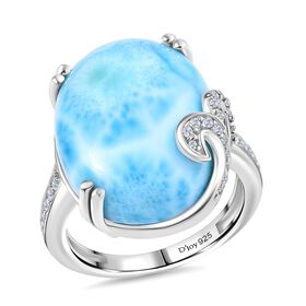 D'Joy Larimar und Zirkon Ring - 18,43 ct.