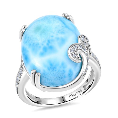 D'Joy Larimar, Weißer Zirkon Ring 925 Silber rhodiniert (Größe 17.00) ca. 18,43 ct image number 0
