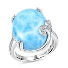 D'Joy Larimar, Weißer Zirkon Ring 925 Silber rhodiniert (Größe 17.00) ca. 18,43 ct