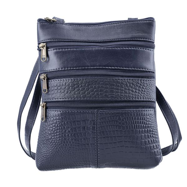 2er-Set 100% Echtleder Reisetasche und Crossbody Tasche mit Kroko-Pr&auml;gung image number 7