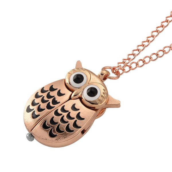 STRADA Eulen-Uhr, Aufklapp-Fl&uuml;gel-Design PC21S Japanisches Uhrwerk, Edelstahlboden, wasserresistenter Konstruktion, Rosafarben image number 3