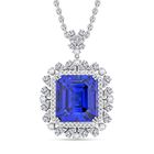 CHAIRMAN VAULT COLLECTION - AAAA Tansanit, Weißer Diamant Anhänger, zertifiziert und geprüft, 950 Platin ca. 27.39 ct