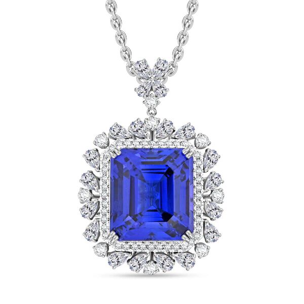 Chairman's Vault Collection - zertifiziert und geprüft RHAPSODY AAAA Tansanit und VS-EF Diamant Anhänger mit 45cm Kette in 950 Platin - 27,39 ct. image number 0