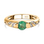 Kagem Sambischer Smaragd, Weißer Zirkon Ring, 925 Silber vergoldet (Größe 20.00) ca. 0.58 ct image number 0