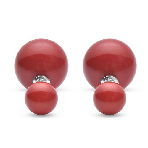 Mode rote Muschelperlen-Ohrstecker image number 0