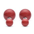Rote Muschelkernperlen Ohrringe (13-15 mm, 7-9 mm), 925 Silber rhodiniert