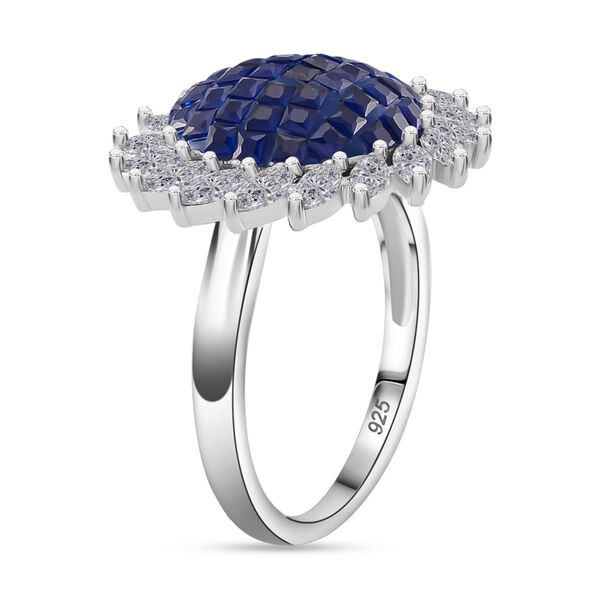Blauer und wei&szlig;er Zirkonia Halo Ring image number 5