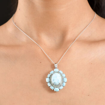 D'Joy Larimar Schmuckset ca. 50 cm 925 Silber Rhodiniert ca. 23,36 ct.