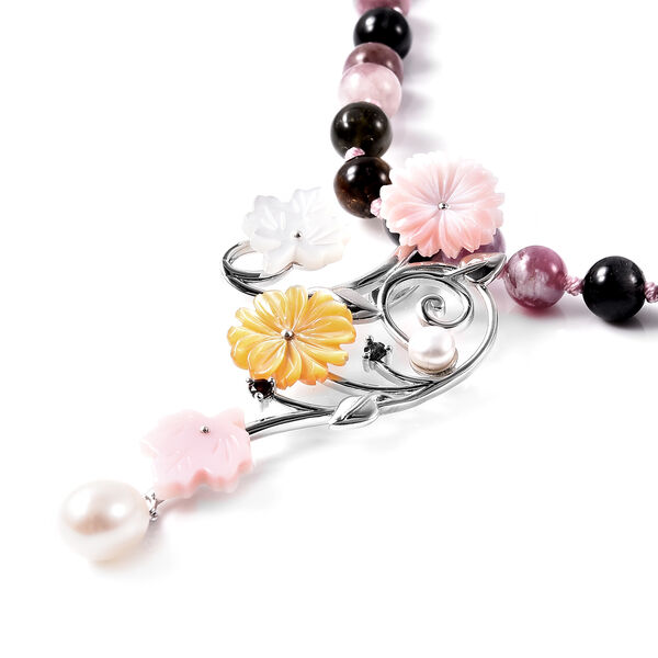 JARDIN-KOLLEKTION mehrfach-Turmalin und mehrfarbige Edelstein-Halskette, 45 cm, 925 Silber rhodiniert ca. 155,77 ct image number 2