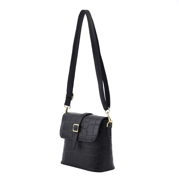 Crossbody Tasche aus 100% echtem Leder mit RFID Schutz, Größe 20x9,5x18 cm, Schwarz image number 7