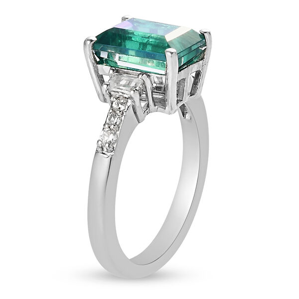 Pfau Triplett Quarz und Zirkon Ring 925 Silber platiniert  ca. 3,03 ct image number 5