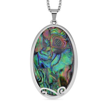 EINMALIGES ANGEBOT - Abalone Muschel Halskette, ca. 60 cm, Reiner Edelstahl