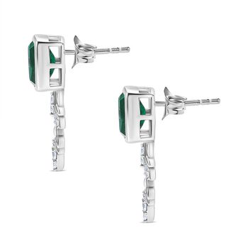 Pfau Quarz Triplette, Wei&szlig;er Zirkon Ohrringe 925 Silber rhodiniert ca. 3.49 ct