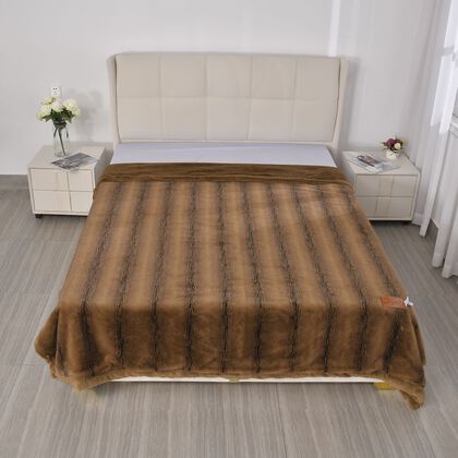 Serenity Night - Luxury Collection: superweiches Kunstfell-Decke, extragro&szlig; 200 x 220 cm, 5 Kg, Doppelschicht aus Mikroflanell, Braun