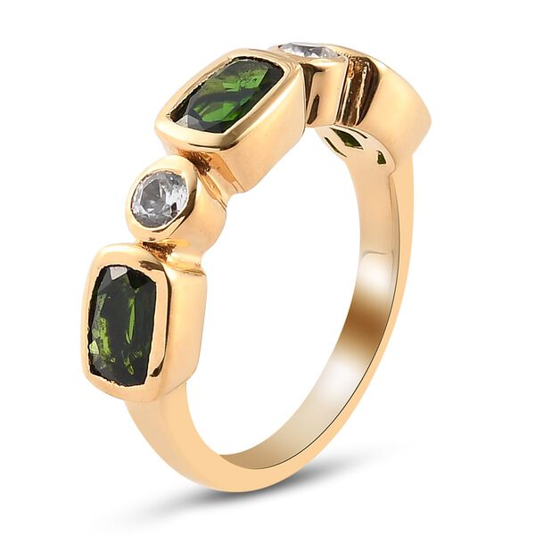 Nat&uuml;rlicher Chromdiopside und Zirkon Designer inspirierter Ring 925 Silber vergoldet  ca. 2,98 ct image number 4