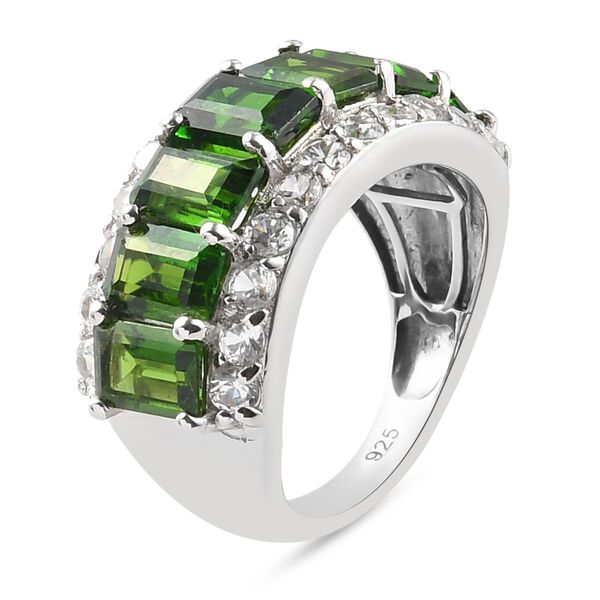 Nat&uuml;rlicher Chromdiopside und Zirkon Ring 925 Silber platiniert  ca. 5,09 ct image number 4