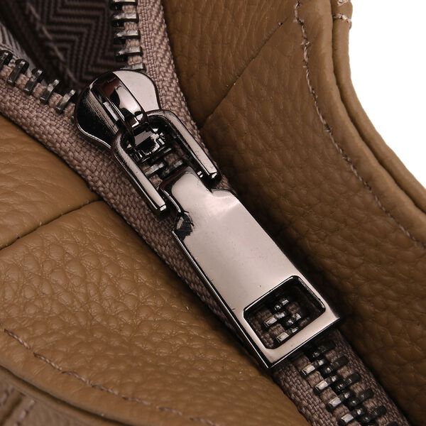 Crossbody Tasche mit 3 Tragevarianten, Echtleder, 32x12x25cm, Riemen 130cm, Hellkhaki image number 9