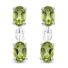 Grüne Peridot-Ohrhänger, 925 Silber ca. 1,99 ct 
