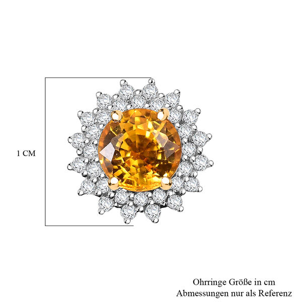Zertifiziert und geprüft AAA gelbe Saphir und Diamant Ohrringe in 585 Weißgold - 2.14 ct image number 6