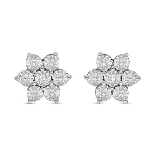 Diamant floraler Solitär-Anhänger in Silber image number 0