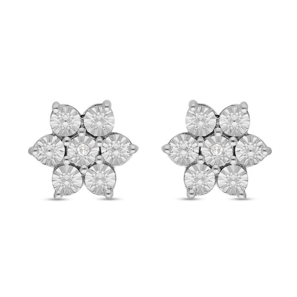 Diamant floraler Solit&auml;r-Anh&auml;nger in Silber