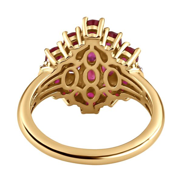 Afrikanischer Rubin (Fissure gef&uuml;llt) und wei&szlig;er Zirkon Ring, 925 Silber vergoldet (Gr&ouml;&szlig;e 17.00) ca. 3.77 ct image number 6