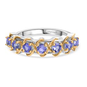 D’joy Tansanit Ring 925 Silber platiniert und vergoldet (Größe 20.00) ca. 0,71 ct