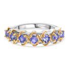 D joy Tansanit Ring 925 Silber platiniert und vergoldet (Größe 20.00) ca. 0.71 ct