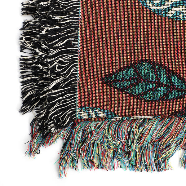 Jacquard gewebte H&auml;keldecke mit Fransen, Tigermuster, Gr&ouml;&szlig;e 130x150 cm, Rot image number 5