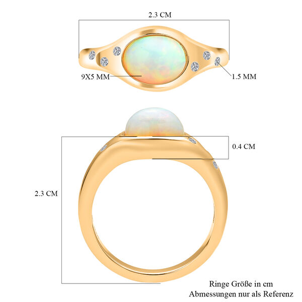 Nat&uuml;rlicher, &auml;thiopischer Opal und Zirkon-Ring - 1,57 ct. image number 8