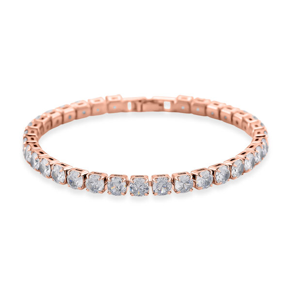 Wei&szlig;es Zirkonia 19cm Armband in Ros&eacute;goldton