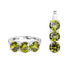 LUSTRO STELLA - 2er Set - Peridot Zirkonia Anhänger und Ring (Größe 18.00), 925 Silber