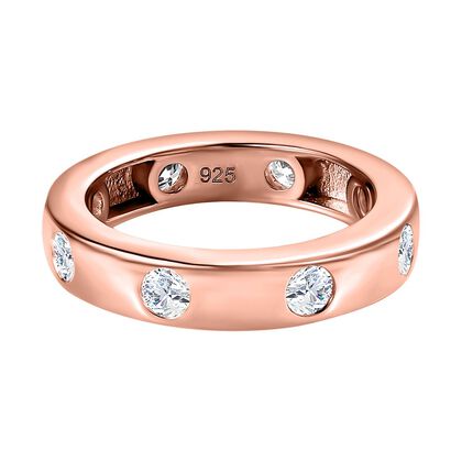 Moissanit Ring, 925 Silber rosévergoldet, (Größe 21.00) ca. 0.85 ct