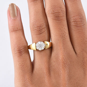 LUXURIANT SGL zertifizierter SI-GH Labor Diamant Ring, 925 Silber 750 Gelbgold Vermeil - 0,50 ct.