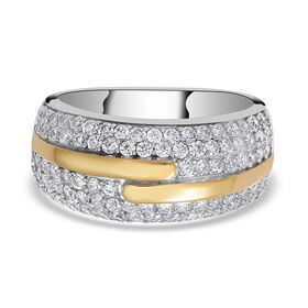 LUSTRO STELLA - weißer Zirkonia-Ring, 925 Silber Bicolor  ca. 1,76 ct