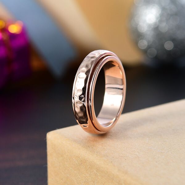 Strukturierter Spinning-Band-Ring, 925 Silber 750 Roségold Vermeil image number 2