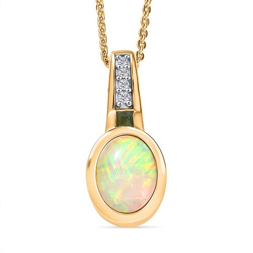 D’Joy Natürlicher, äthiopischer Welo Opal, Smaragd und Zirkon Anhänger mit 50cm Kette - 1,32 ct. image number 0