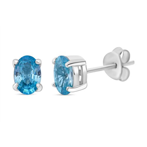 Blauer Zirkon Ohrringe 925 Silber rhodiniert ca. 1.56 ct image number 0