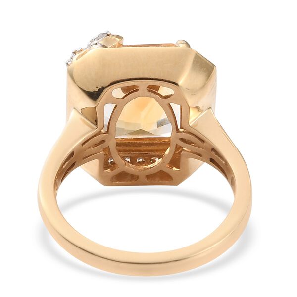 Citrine und Zirkon Ring 925 Silber 585 Vergoldet image number 5