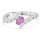 Ilakaka Rosa Saphir (Fissure gefüllt) und Zirkon Bypass Ring 925 Silber rhodiniert (Größe 16.00) ca. 0,74 ct