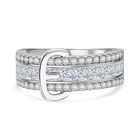 Lustro Stella Wei&szlig;er Zirkonia Schnalle Ring 925 Silber rhodiniert (Gr&ouml;&szlig;e 18.00)