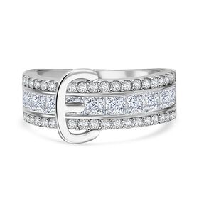 Lustro Stella Wei&szlig;er Zirkonia Schnalle Ring 925 Silber rhodiniert (Gr&ouml;&szlig;e 18.00)