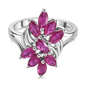 Afrikanischer Rubin (Fissure gefüllt) Ring 925 Silber rhodiniert (Größe 21.00) ca. 1,62 ct