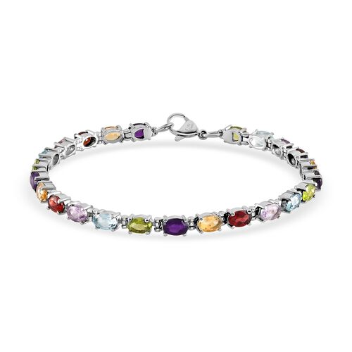 Mehrfarbiges Edelstein-Armband, ca. 20 cm, Edelstahl, ca. 11,86 ct image number 0
