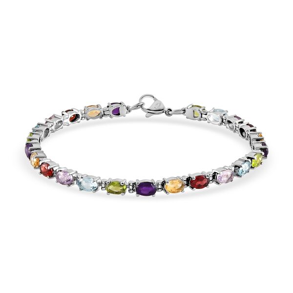 Mehrfarbiges Edelstein-Armband, ca. 20 cm, Edelstahl, ca. 11,86 ct