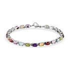 Mehrfarbiges Edelstein-Armband, ca. 20 cm, Edelstahl, ca. 11,86 ct